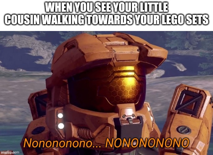 OH SHOOT | WHEN YOU SEE YOUR LITTLE COUSIN WALKING TOWARDS YOUR LEGO SETS | image tagged in nonononono | made w/ Imgflip meme maker