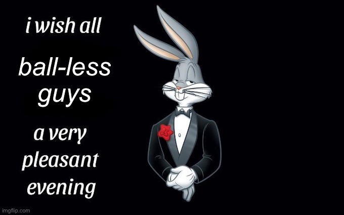 I wish all the X a very pleasant evening | ball-less guys | image tagged in i wish all the x a very pleasant evening | made w/ Imgflip meme maker