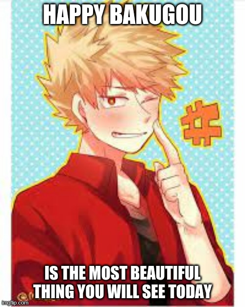 Bakugou B better | HAPPY BAKUGOU; IS THE MOST BEAUTIFUL THING YOU WILL SEE TODAY | image tagged in funny memes | made w/ Imgflip meme maker
