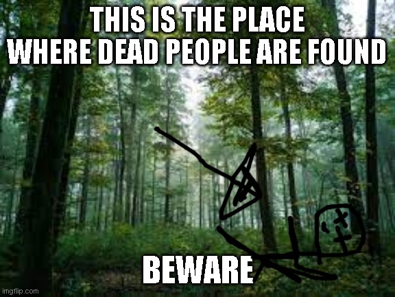 A scary meme | THIS IS THE PLACE WHERE DEAD PEOPLE ARE FOUND; BEWARE | image tagged in funny,scary,spooky,happy birthday | made w/ Imgflip meme maker