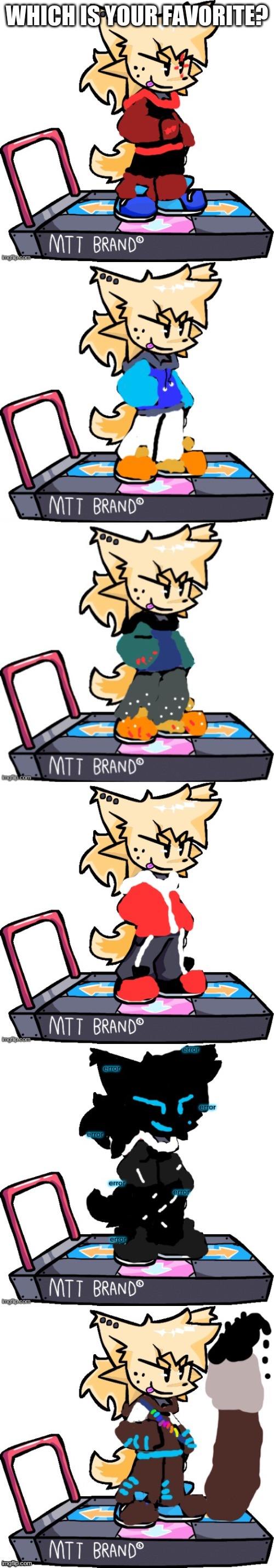 WHICH IS YOUR FAVORITE? | image tagged in armorless underfell lesser dog,theunorandomdoggo but armorless,underfell theunorandomdoggo,johnathaninnit but he's a furry | made w/ Imgflip meme maker