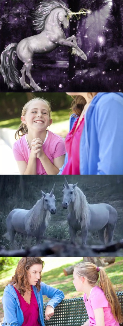 Girl begging mom to see unicorns Blank Meme Template