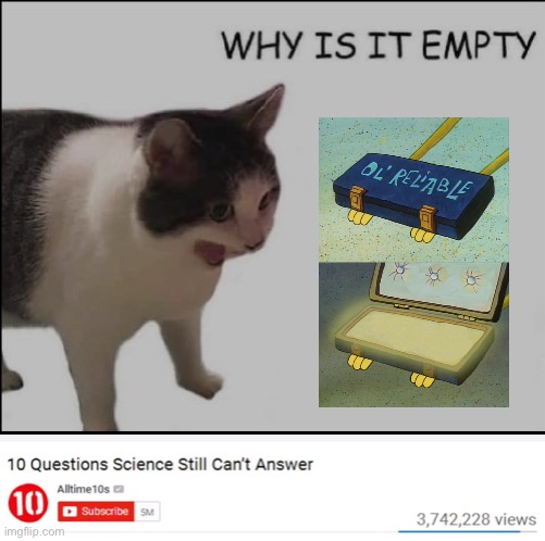 But why is it empty tho | image tagged in why is it empty,questions that science cant answer | made w/ Imgflip meme maker