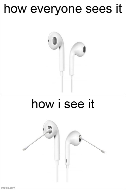 head phones be like | how everyone sees it; how i see it | image tagged in memes,blank comic panel 1x2,funny,headphones | made w/ Imgflip meme maker