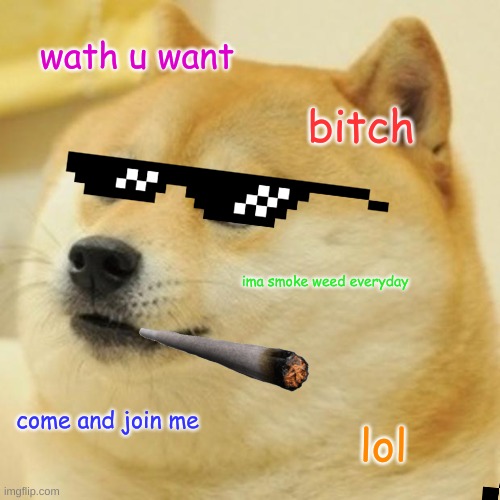 SMOKE WEED EVRYDAY | wath u want; bitch; ima smoke weed everyday; come and join me; lol | image tagged in memes,doge | made w/ Imgflip meme maker
