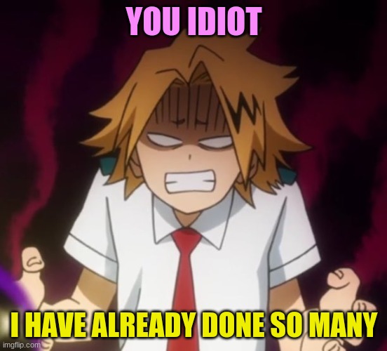 Madder Denki | YOU IDIOT I HAVE ALREADY DONE SO MANY | image tagged in madder denki | made w/ Imgflip meme maker