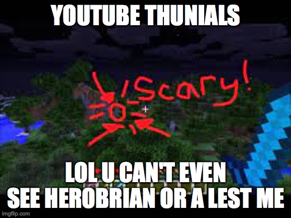 YOUTUBE THUNIALS; LOL U CAN'T EVEN SEE HEROBRIAN OR A LEST ME | image tagged in youtube,thumnials | made w/ Imgflip meme maker