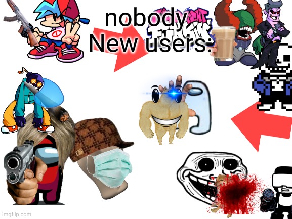 why did I do this | New users:; nobody | image tagged in blank white template | made w/ Imgflip meme maker