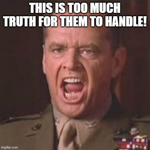 You can't handle the truth | THIS IS TOO MUCH TRUTH FOR THEM TO HANDLE! | image tagged in you can't handle the truth | made w/ Imgflip meme maker