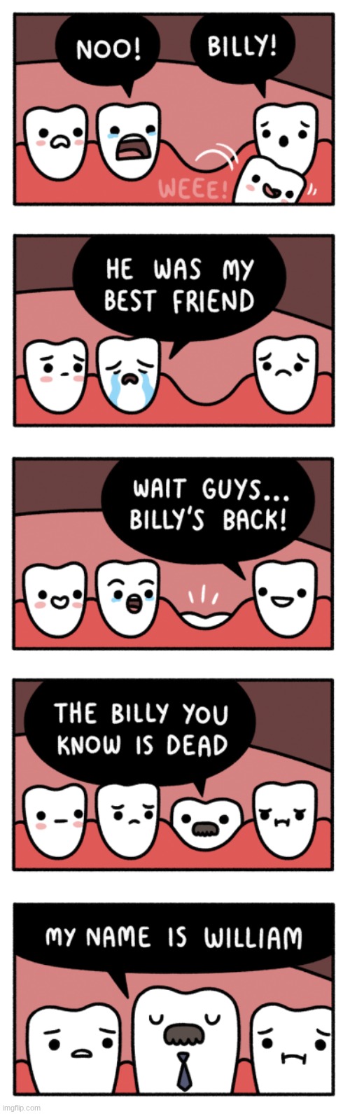 life of a tooth | image tagged in comics/cartoons,teeth,billy,william | made w/ Imgflip meme maker