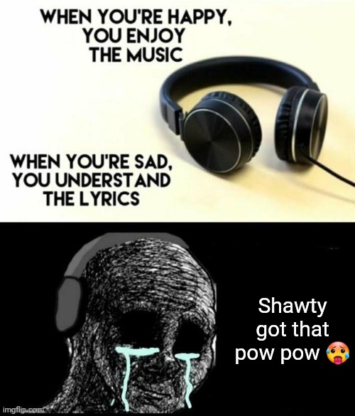 I hate myself for making this | Shawty got that pow pow 🥵 | image tagged in when your sad you understand the lyrics | made w/ Imgflip meme maker