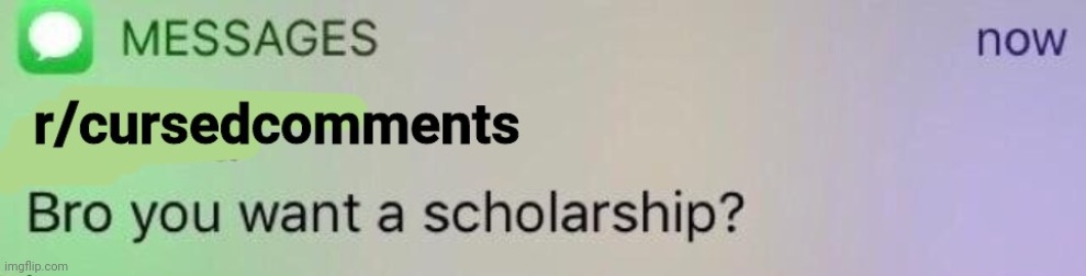 Bro you want a scholarship? (r/cursedcomments version) | image tagged in bro you want a scholarship r/cursedcomments version | made w/ Imgflip meme maker