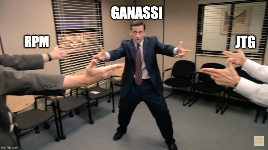 The office finger guns | GANASSI; JTG; RPM | image tagged in the office finger guns | made w/ Imgflip meme maker