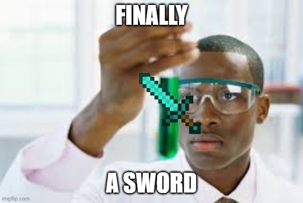 FINALLY | FINALLY; A SWORD | image tagged in finally,memes,minecraft | made w/ Imgflip meme maker