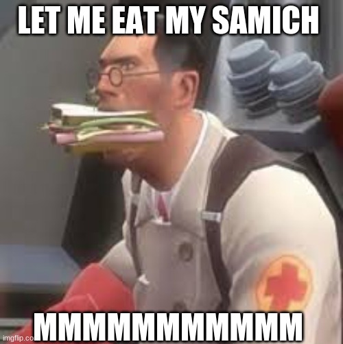 m | LET ME EAT MY SAMICH; MMMMMMMMMMM | image tagged in tf2 | made w/ Imgflip meme maker