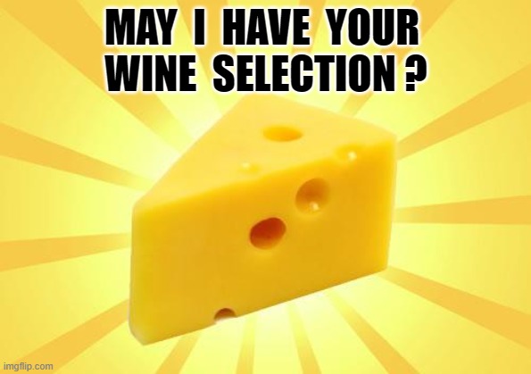 Cheese Time | MAY  I  HAVE  YOUR 
WINE  SELECTION ? | image tagged in whine | made w/ Imgflip meme maker