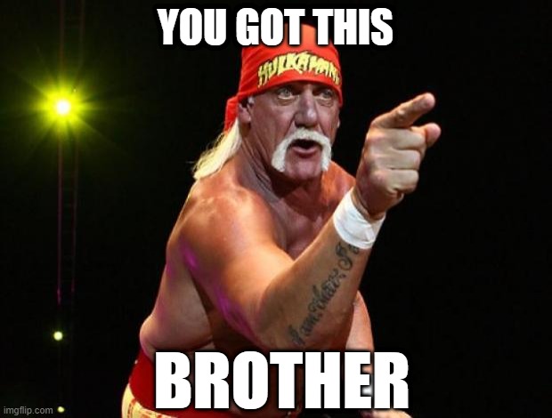 You got this |  YOU GOT THIS; BROTHER | image tagged in hulk hogan,hulk,you got this,brother,great,good luck | made w/ Imgflip meme maker