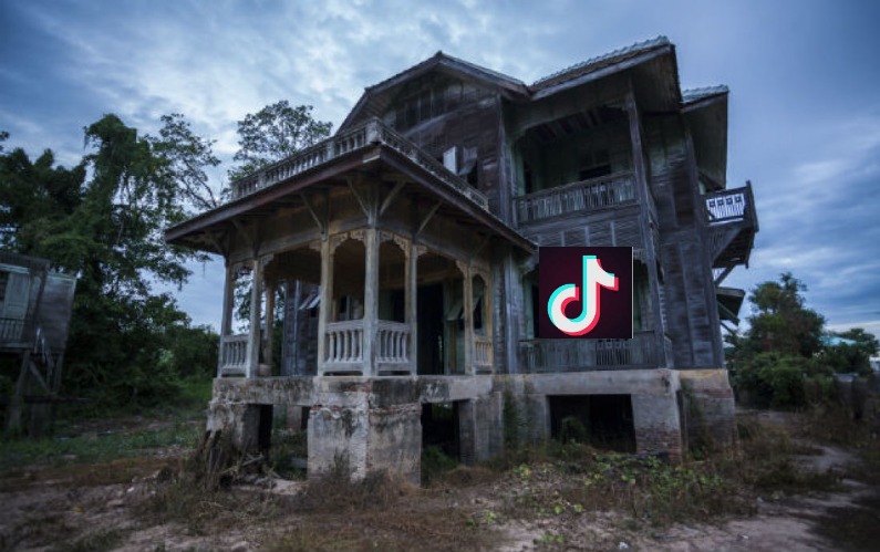 Hang out here if you like | image tagged in haunted house,tik tok,tik tok sucks | made w/ Imgflip meme maker
