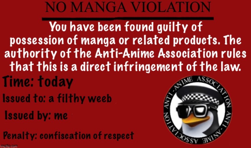 NO MANGA VIOLATION | image tagged in no manga violation | made w/ Imgflip meme maker