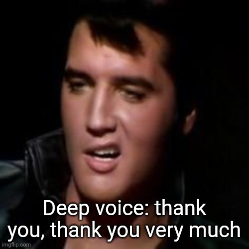 Elvis, thank you | Deep voice: thank you, thank you very much | image tagged in elvis thank you | made w/ Imgflip meme maker