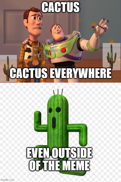 CACTUS; CACTUS EVERYWHERE; EVEN OUTSIDE OF THE MEME | image tagged in memes,x x everywhere,final fantasy | made w/ Imgflip meme maker