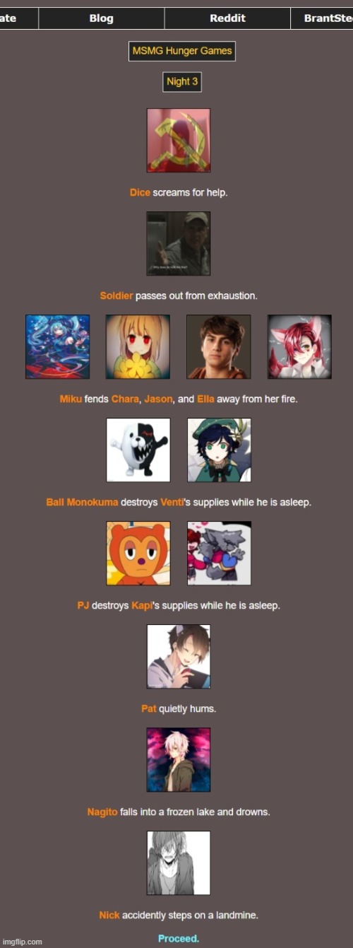 Night three | image tagged in hunger games | made w/ Imgflip meme maker