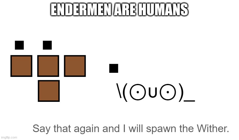 nope | ENDERMEN ARE HUMANS | image tagged in say that again and i will spawn the wither | made w/ Imgflip meme maker
