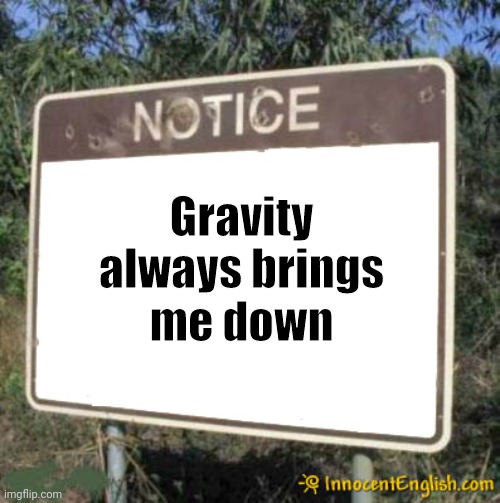 Blank Sign | Gravity
always brings me down | image tagged in blank sign | made w/ Imgflip meme maker