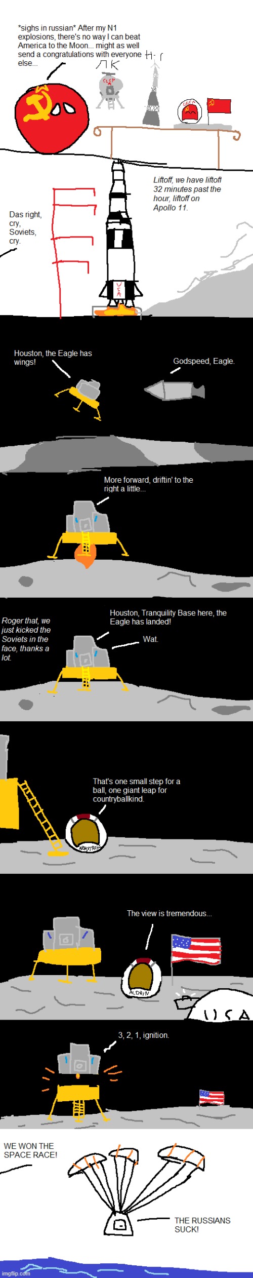 Now for the climax of the Space Race, the Apollo 11 mission. | image tagged in countryballs,space,apollo 11 | made w/ Imgflip meme maker