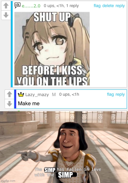 image tagged in the simp has fallen in love with the simp | made w/ Imgflip meme maker