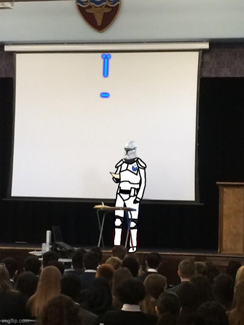 Clone trooper gives speech | Ï
- | image tagged in clone trooper gives speech | made w/ Imgflip meme maker