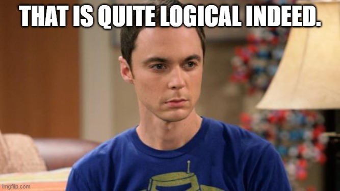 Sheldon Logic | THAT IS QUITE LOGICAL INDEED. | image tagged in sheldon logic | made w/ Imgflip meme maker