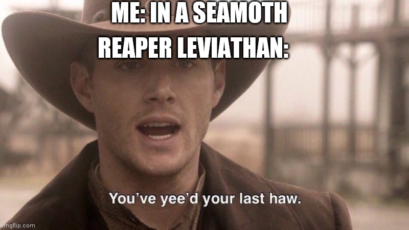 You've Yee'd Your Last Haw | ME: IN A SEAMOTH; REAPER LEVIATHAN: | image tagged in you've yee'd your last haw | made w/ Imgflip meme maker