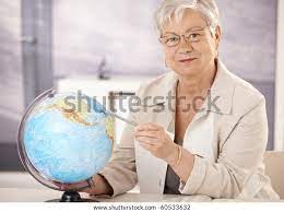 High Quality lady pointing at globe Blank Meme Template