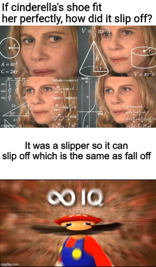 Smort | It was a slipper so it can slip off which is the same as fall off | image tagged in infinite iq,logic,smort,funny memes,lolz | made w/ Imgflip meme maker