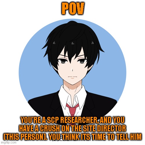 idk |  POV; YOU'RE A SCP RESEARCHER, AND YOU HAVE A CRUSH ON THE SITE DIRECTOR (THIS PERSON). YOU THINK ITS TIME TO TELL HIM | image tagged in idk either too | made w/ Imgflip meme maker