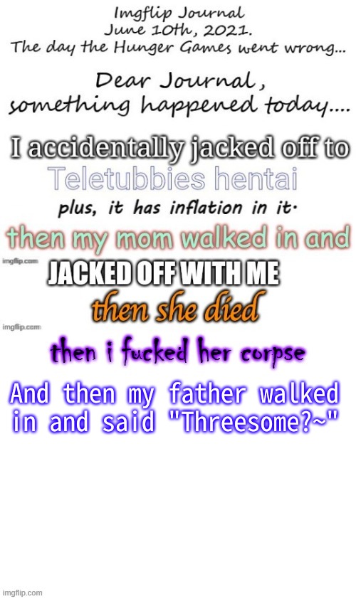 . | And then my father walked in and said "Threesome?~" | made w/ Imgflip meme maker