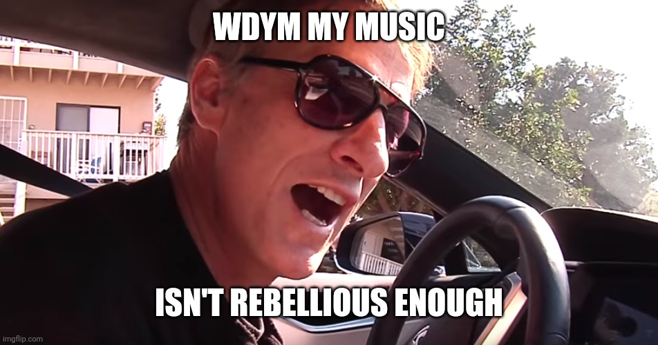 Tony Hawk | WDYM MY MUSIC ISN'T REBELLIOUS ENOUGH | image tagged in tony hawk | made w/ Imgflip meme maker