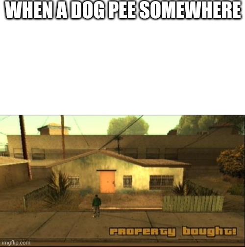 Doggo | WHEN A DOG PEE SOMEWHERE | image tagged in propert bought | made w/ Imgflip meme maker