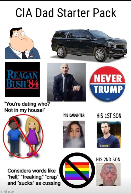 CIA Dad Starter Pack | image tagged in central intelligence agency,cia,the cia,american dad,family guy,chevrolet | made w/ Imgflip meme maker