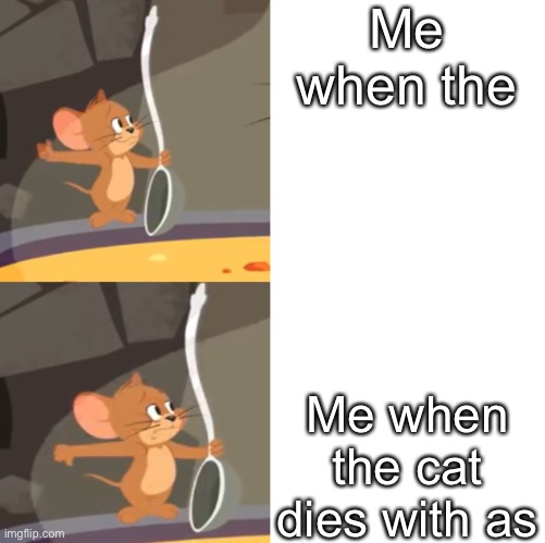 Jerry soup (Drake Version) | Me when the; Me when the cat dies with as | image tagged in jerry soup drake version | made w/ Imgflip meme maker