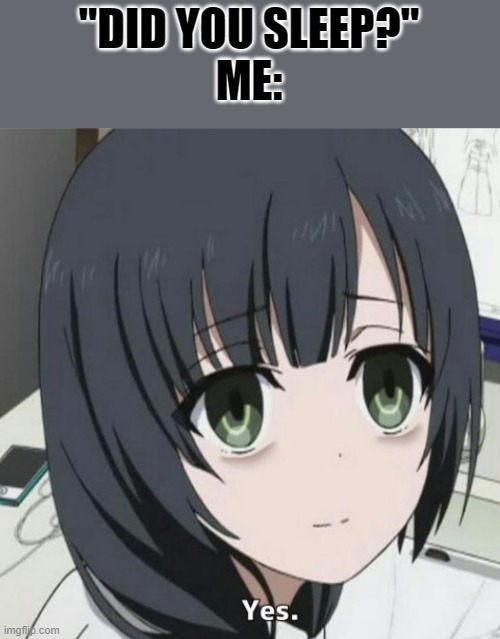 "DID YOU SLEEP?"
ME: | made w/ Imgflip meme maker