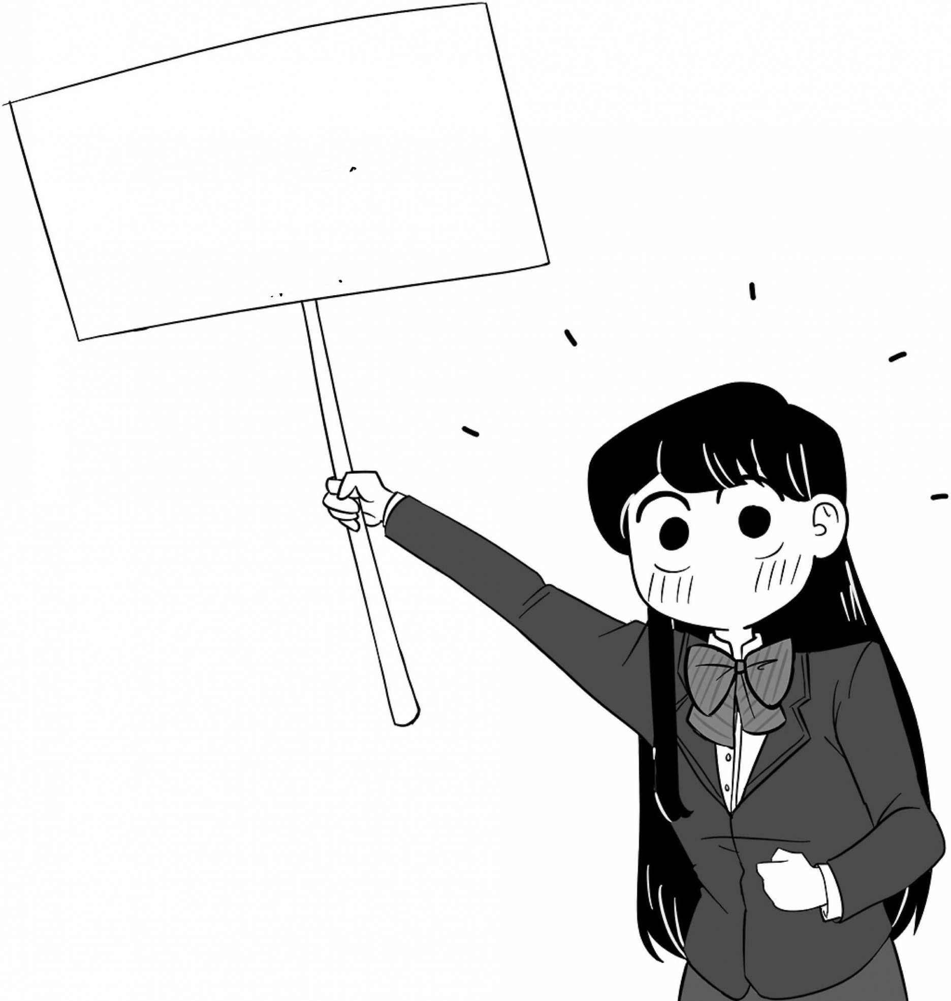 High Quality Komi-san holds the sign Blank Meme Template. 