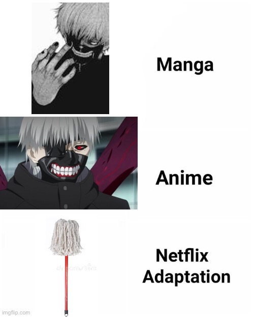A clever title | image tagged in manga anime netflix adaption,tokyo ghoul | made w/ Imgflip meme maker