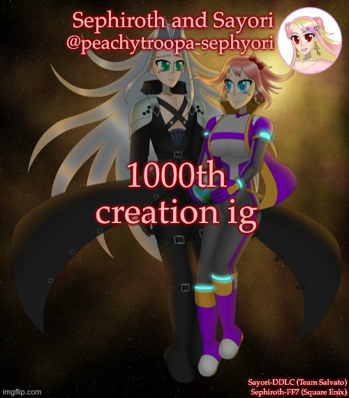 Sayori and Sephiroth | 1000th creation ig | image tagged in sayori and sephiroth | made w/ Imgflip meme maker