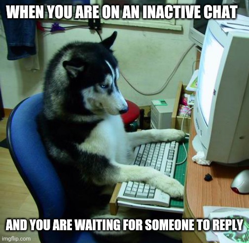 Chattttt | WHEN YOU ARE ON AN INACTIVE CHAT; AND YOU ARE WAITING FOR SOMEONE TO REPLY | image tagged in memes,i have no idea what i am doing | made w/ Imgflip meme maker