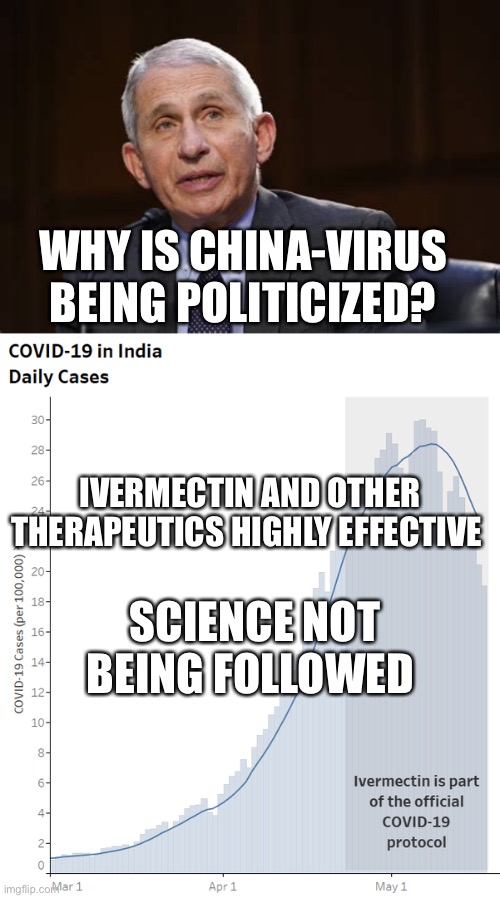 Scientists lie and coverup, why? | WHY IS CHINA-VIRUS BEING POLITICIZED? IVERMECTIN AND OTHER THERAPEUTICS HIGHLY EFFECTIVE; SCIENCE NOT BEING FOLLOWED | image tagged in covid19,china virus,dr fauci,lies | made w/ Imgflip meme maker