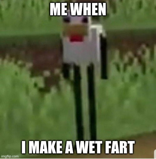Cursed | ME WHEN; I MAKE A WET FART | image tagged in cursed minecraft chicken,memes,cursed image | made w/ Imgflip meme maker