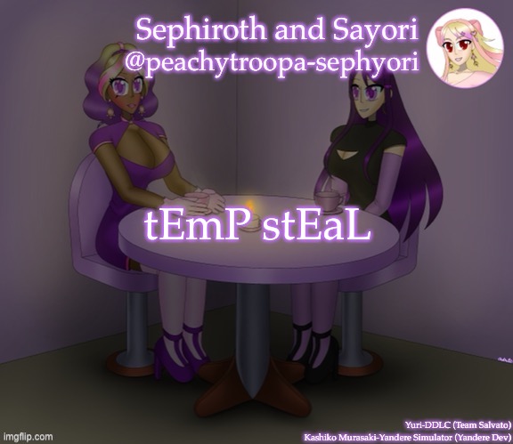 tEmP stEaL | image tagged in yuri and kashiko murasaki | made w/ Imgflip meme maker