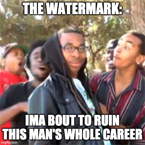 black boy roast | THE WATERMARK: IMA BOUT TO RUIN THIS MAN'S WHOLE CAREER | image tagged in black boy roast | made w/ Imgflip meme maker